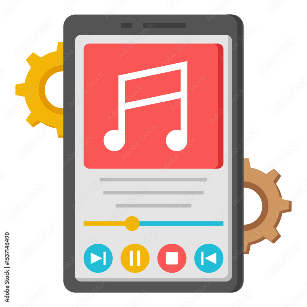 Poster smartphone music player app interface design settings gears