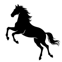 Black Silhouette of a Horse Rearing Up, Vector Illustration