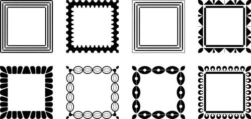 Fototapeta premium Eight Black and White Decorative Square Frames border
