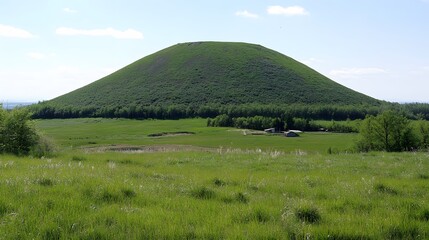 Obraz premium Serene Landscape with Lush Green Hill and Meadow
