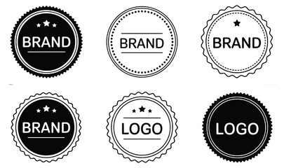 Six Black and White Brand and Logo Badges label seal