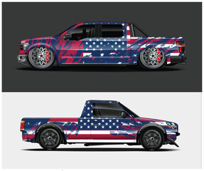 Patriotic American Flag Truck Wraps Design Templates