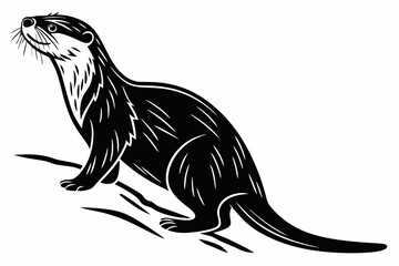 otter sihouette black vector