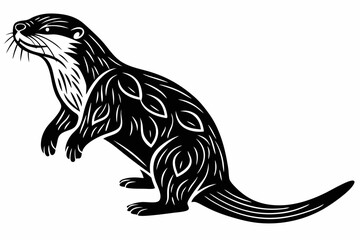 otter sihouette black vector