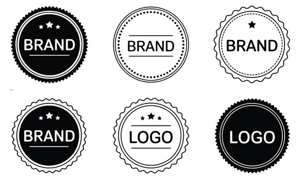 Six Black and White Brand and Logo Badges label seal