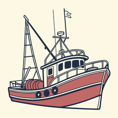 Retro Fishing Boats Vector Set – Nautical Hand-Drawn Trawler Illustrations