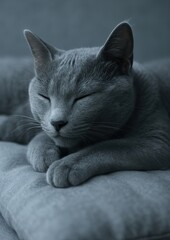 Peaceful gray cat resting