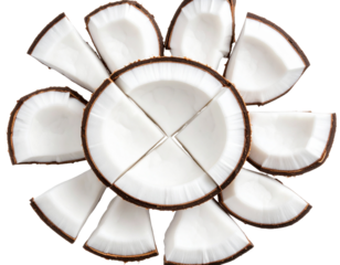  “Top View of Coconut Slices Arranged in Circular Pattern, PNG Style”