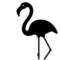 Black Flamingo Silhouette, Vector Illustration, Elegant Design Element