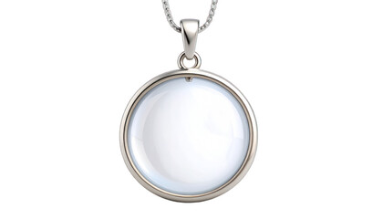 White round pendant against black background
