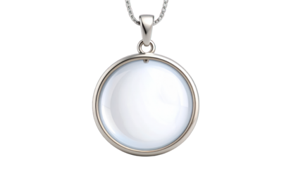White round pendant against black background