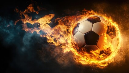 Naklejka premium Fiery soccer ball in motion (1)