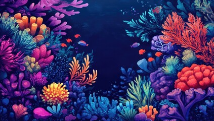 Vibrant coral reef teeming with colorful life