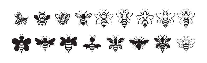  black bee isolated on white background. Victor illustration eps 10