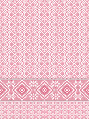 Pink patterned textile design, white isolate background