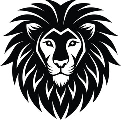 Fototapeta premium Majestic black and white lion head silhouette for bold branding logo