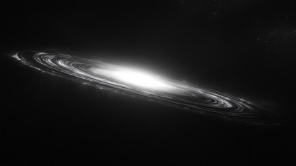 Monochrome Spiral Galaxy with Bright Core and Concentric Rings