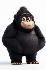 Cartoon gorilla character standing confidently against a plain background, showcasing vibrant fur