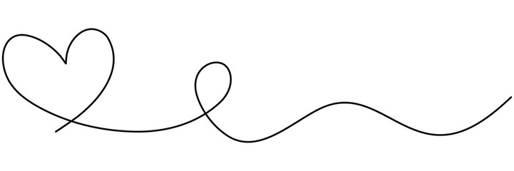 Heart shape continuous line drawing. Love symbol. Vector illustration isolated on white.	