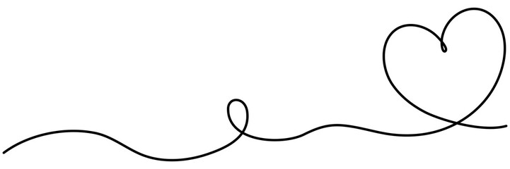 Heart shape continuous line drawing. Love symbol. Vector illustration isolated on white.	