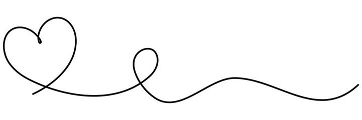 Heart shape continuous line drawing. Love symbol. Vector illustration isolated on white.	