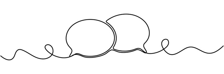 Continuous line drawn speech bubbles. Chat symbol. Communication concept. Vector illustration isolated on white.