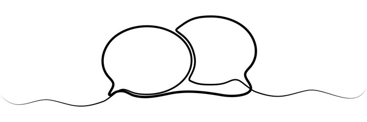 Continuous line drawn speech bubbles. Chat symbol. Communication concept. Vector illustration isolated on white.