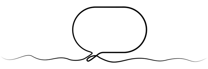 Continuous line drawing speech bubble. Chat symbol. Communication concept. Vector illustration isolated on white.