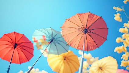Colorful umbrellas against a vibrant blue sky (1)