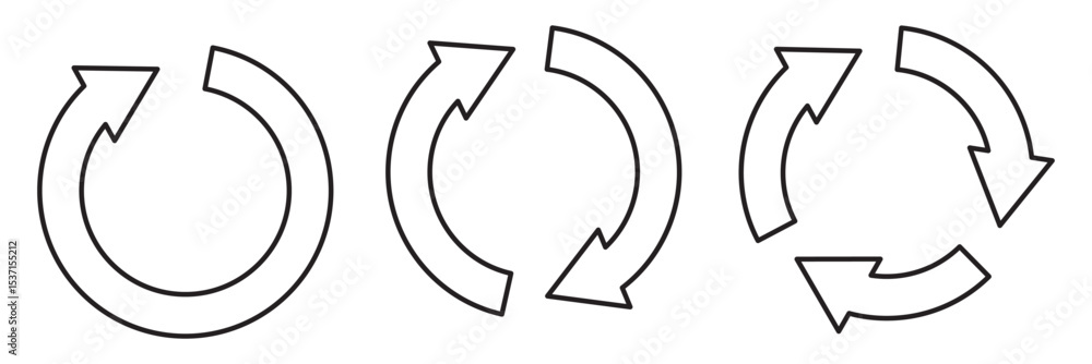 Poster circle arrow icon set. circular arrow icon, refresh, reload, rotation. repeat and reload icons set a