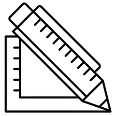 Ruler and pencil on set square silhouette design element