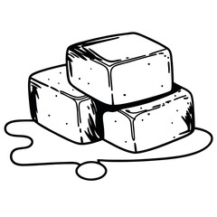 Melting ice cubes stack hand drawn silhouette illustration