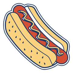 Delicious hot dog with mustard silhouette illustration