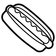 Hot dog silhouette illustration bold outline style graphic