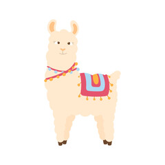 Cute fluffy alpaca. Wool production and sale.