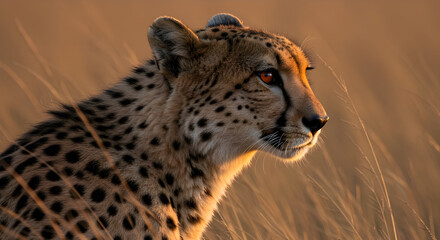 Captivating Portrait of a Cheetah in its Natural Habitat During Golden Hour
