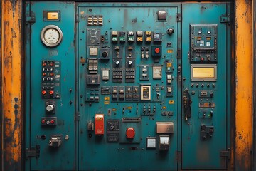Detailed view of an old electrical control panel displaying various components and gauges