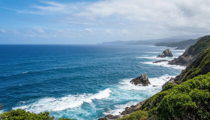 Ocean coast and rocks. AI generated.