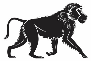 baboon sihouette black vector
