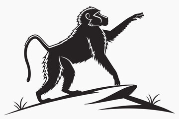 baboon sihouette black vector