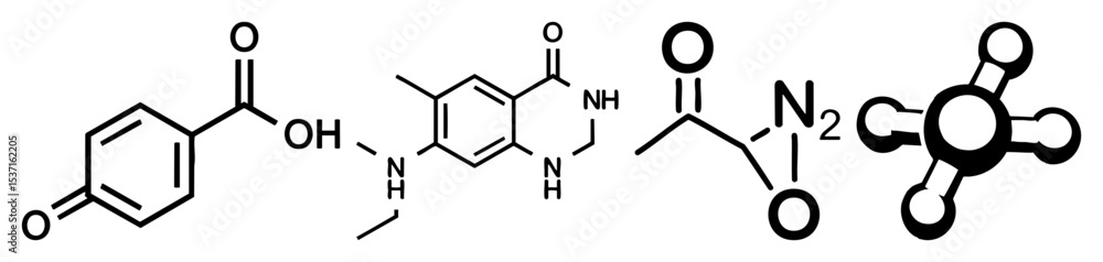 Poster vector detailed molecular structure featuring aromatic rings and functional groups.