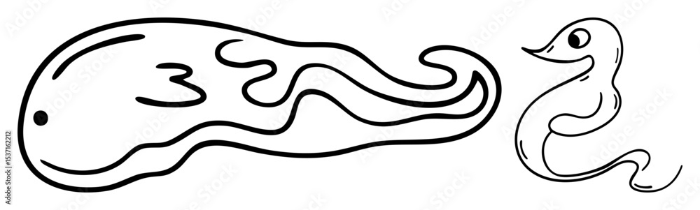 Poster vector abstract creatures featuring a blob and a winding form.