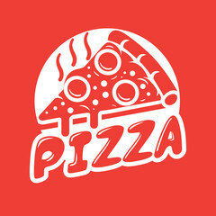 Simple Pizza Logo Design with Silhouette Shape.eps