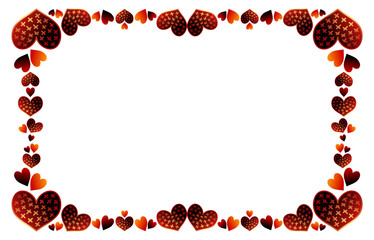 Red hearts border frame