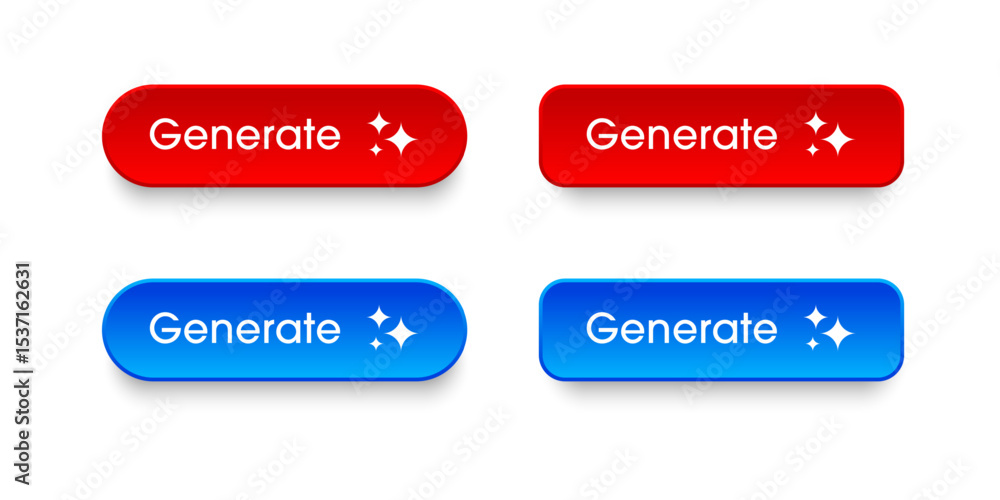 Aufkleber 3D Generate AI button. Artificial intelligence and Machine learning technology concept. AI enters by command prompt to generate ideas. Chat with AI. UI, UX design, Vector illustration.