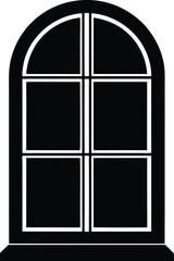 Clean Window Frame Silhouette with Four-Pane Design