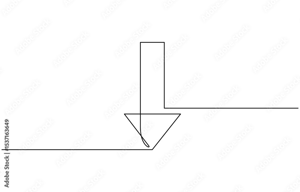 Poster continuous line download icon.drawing one line download sign, one line continuous drawing of arrow p