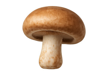Close-up of a shiitake mushroom, highlighting its texture and freshness, isolated on a transparent background