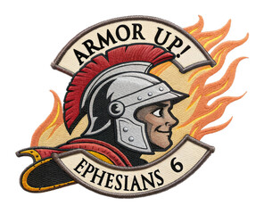 Heroic warrior emblem ephesians 6 patch inspirational dynamic viewpoint faith concept. Patch concept png