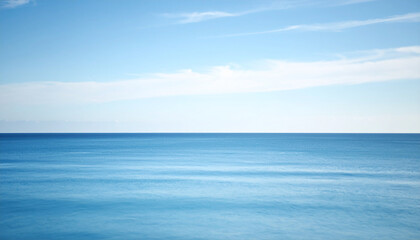 Fototapeta premium Minimalist Ocean View with Blurred Horizon and Calm Waters.calmness, horizon, beauty, nature, sky, water, environment, sea, backgrounds, blurred, calm, dawn, distant, eternity, fog, gentle, 